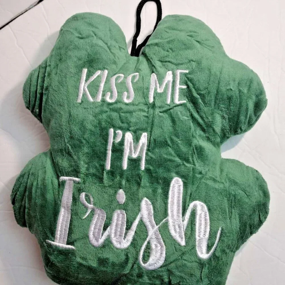 Kiss Me I'm Irish clover shaped soft pillow decor Soft Decorative Throw Pillow